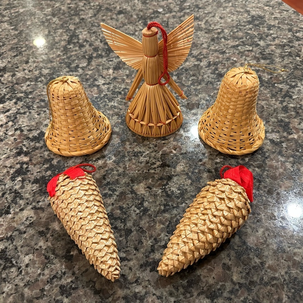 Vintage Straw/Boho Christmas Ornaments
